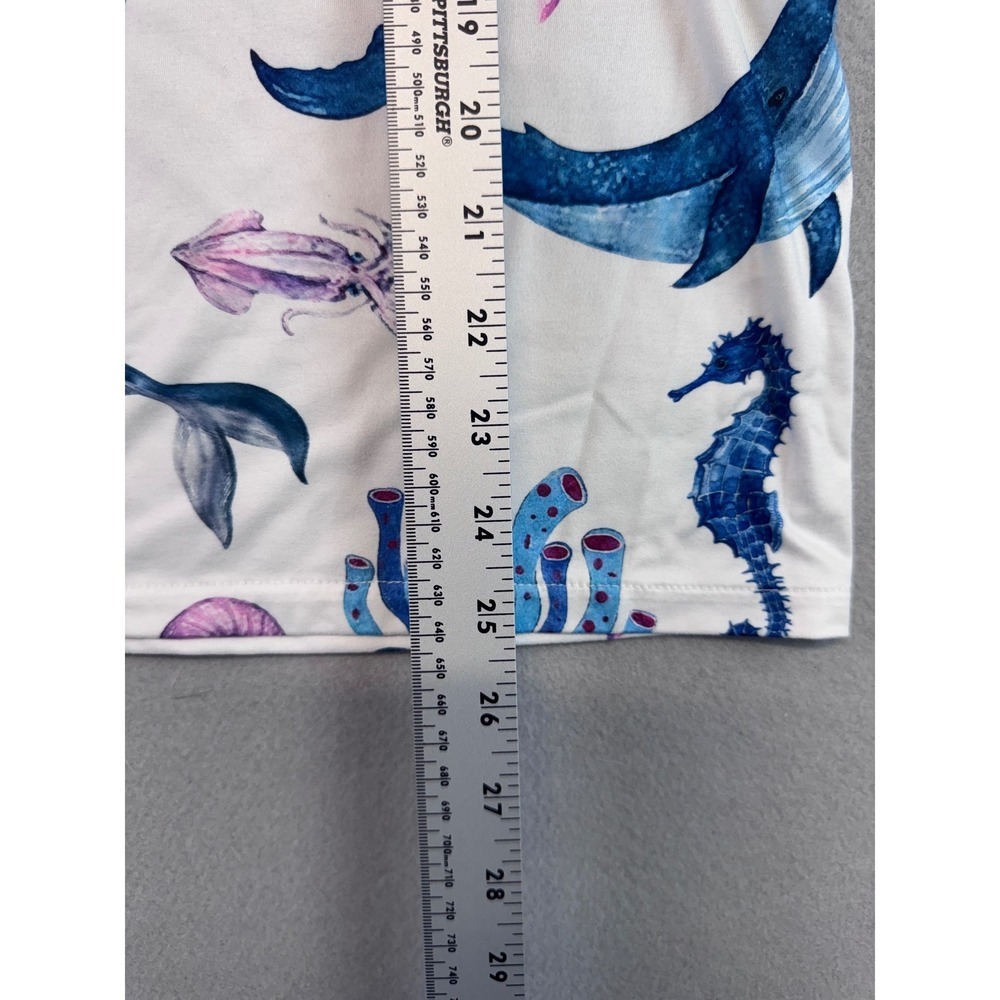 Whale Marine Life Pajama Set Short Sleeve Button Down Shorts XXL Blue White - Picture 6 of 8